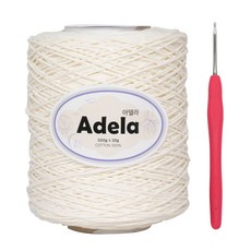 Yarna Adela 編織線 500g + 6號鉤針, 702 象牙白(編織線), 隨機出貨(鉤針), 1套