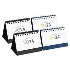 wannathis 2024 Beginning簡約迷你桌上型月曆 2種*2入組, 01黑色，02彩色, 1組