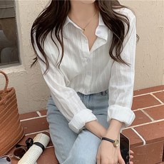 LUNA GIRL 女款切斯特領長袖襯衫 L25FST071716