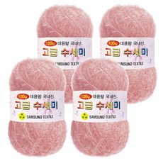 Yarna 100g 大容量高級菜瓜布編織線 4入 + A款印刷圖案 8種組合, 131 淺印度粉, 1套