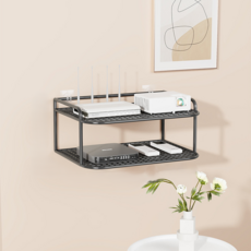 Albert Hyun 免鑽孔 鐵製 WiFi分享器 層架 機上盒支架 收納盒 30 x 13 x 26 cm, 類型6, 1個