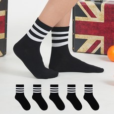 NO DESIGN 優質襪子 男款三線運動覆蓋中筒襪 5雙組