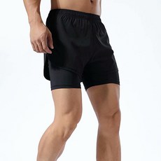 男款雙層慢跑訓練短褲