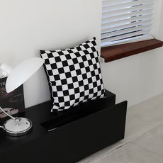 NEO 棋盤格靠墊兼坐墊套 + 超細纖維枕芯, 黑色