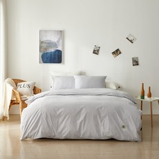 GOOSE&HOME 波蘭鵝絨被芯 350g + 飯店級棉質換季用被套組, 灰色