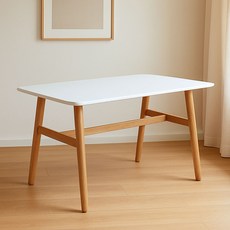 가구느낌 해피테이블 인테리어 식탁 1200 x 600 x 750 mm, 화이트 + 네추럴, 4인용