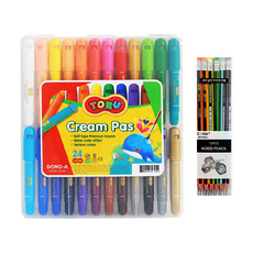 DONG-A 24色彩色蠟筆+3角橡皮擦鉛筆 SG-208 12入, 1套, 24 種顏色