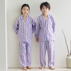 PINGCOCO 兒童學生條紋長袖睡衣套裝