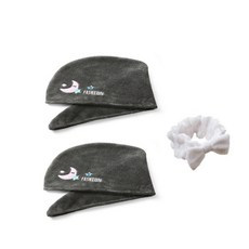 軟發巾 SG47 2p + 洗臉帶套組, 灰色的, 1套