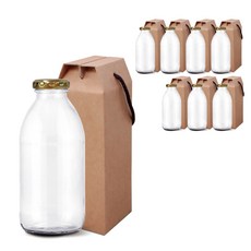 mir 金蓋果汁玻璃瓶 500ml+手提紙盒組, 500ml, 8個