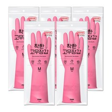 LOTTE ELIFE 優質橡膠手套, 粉紅色, 中 (M), 5雙