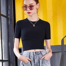 ecrea 女用收腹五分袖修身T恤