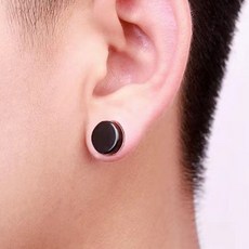 젤루나 써지컬 심플 납작 플랫 페이크 자석 귀걸이 P-396 12mm