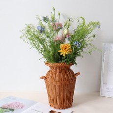 手工PP藤編花瓶, 棕色的