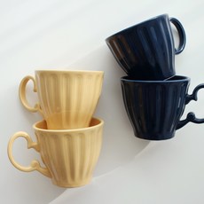 Elish 馬克杯 350ml 2款 x 2入 B套組, 黃色, 深藍色, 1套