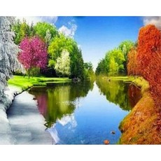 Allode 華麗四季樹 DIY 鑽石畫 圓鑽 40 x 50 cm, 06