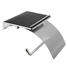 comet 捲筒衛生紙架 附手機座 + 防滑墊, 銀色 + 黑色, 1個