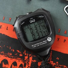큐앤큐 스포츠 스톱워치 L104J-001Y, 블랙, 1개