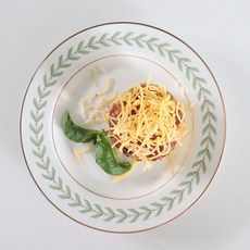 月桂葉花紋盤子 20cm, 綠色, 1組, 花邊盤子 2入