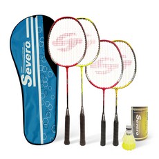 Severo Mat 3.0 家庭式4人羽球拍組+尼龍羽球2入, 1套, 單品