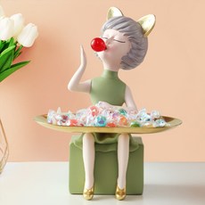 JCP Bubble Cat女孩擺飾托盤, 綠色