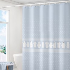 Market感性 可愛圖案浴簾 小熊 藍色 120 x 180 cm, 1個