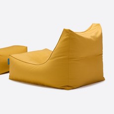 폴리몰리 607C 코튼 빈백 소파 1인용 대형 순면 의자 + 풋스툴 세트, 클래식 옐로우