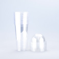 東亞包裝 透明PET冰杯 590ml + 圓頂蓋套組, 100套