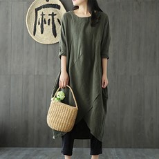 마켓에이 여성용 통기성 아방핏 미시 린넨 원피스 빅사이즈 포함