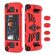 HOHOO Valve Steam Deck 全包覆矽膠保護殼 紅色, 1個, 單一商品