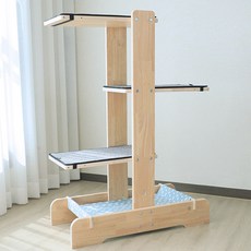 캣츠빌 아쭈타워 H 원목 캣타워 기본구성 카페트그레이 해먹스카이블루, 그레이(카페트), 스카이블루 곰(해먹), 1개