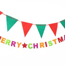 파티해 메리크리스마스 펠트레터 가랜드 + 펠트 삼각 파티 가랜드 크리스마스 세트, 혼합색상, 1개