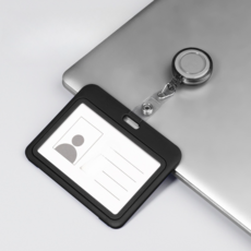 굄스 易拉扣姓名牌 名牌 10.2 x 8 cm, 2個, 黑色橫式