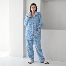 GLAM GONGGAM 情侶款蜂巢絨毛長袖睡衣兩件式套裝