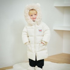 mollimelli New Kids On 愛心熊超細纖維凝膠連帽長版外套