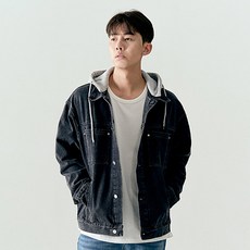 Cramp 大尺碼Club男款CRAMP連帽牛仔夾克