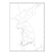 地圖.com 韓半島空白地圖 道廣域市境界線 雙面護貝款 78 x 110 cm + 收納盒, 1套