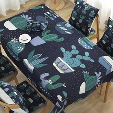 午夜簡約仙人掌插畫印花桌布 A_RD_800, 混色, 100 x 140 cm, 1個