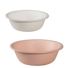 모나코올리브 라파스텔 라운드 대야 소 + 대 2종 세트, 화이트(소형), 핑크(대형), 1세트