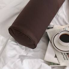포홈 핸드메이드 모카린넨 원형 바디필로우 커버 솜미포함, 초코