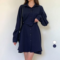 베러스윗 스트랩 긴팔 셔츠 미니 원피스