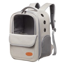 Space Cat 寵物簡約透明窗後背式外出包, 米色, 1個