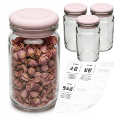 mir 六角食品儲藏室矽膠密封調味罐 250ml x 4入 + 香草圓形粉紅色 4入 + 8種調味標籤組, 1套, 調味罐 250ml(4入) + 香草圓形(4入) + 8種調味標籤