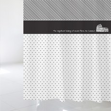 Design Soopool 北歐風格浴簾 sc588 L 1800 x 1880 + 不鏽鋼掛環 12p + 白色浴簾桿全套組, 混合色, 1套