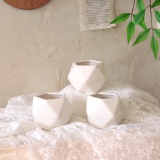 ScentBasket 八角迷你花盆, 3個, 白色