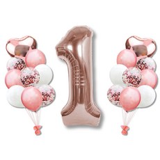 All That Party 1週年 一歲 生日派對 氣球套組, 混合顏色(氣球), 隨機出貨(手動打氣筒), 1套