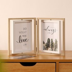 Mabel In Home 雙折疊雙面高級室內裝飾旋轉相框, 1個, 燕麥色