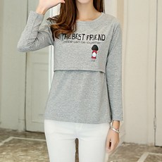 長袖哺乳印花上衣