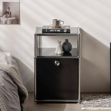 포스트모던 글렌 미드센츄리 모듈 2단 수납장 400 방문설치, 블랙