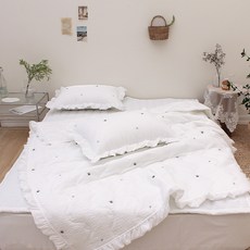 CHOUETTROOM 泡泡紗刺繡荷葉邊夏季寢具組